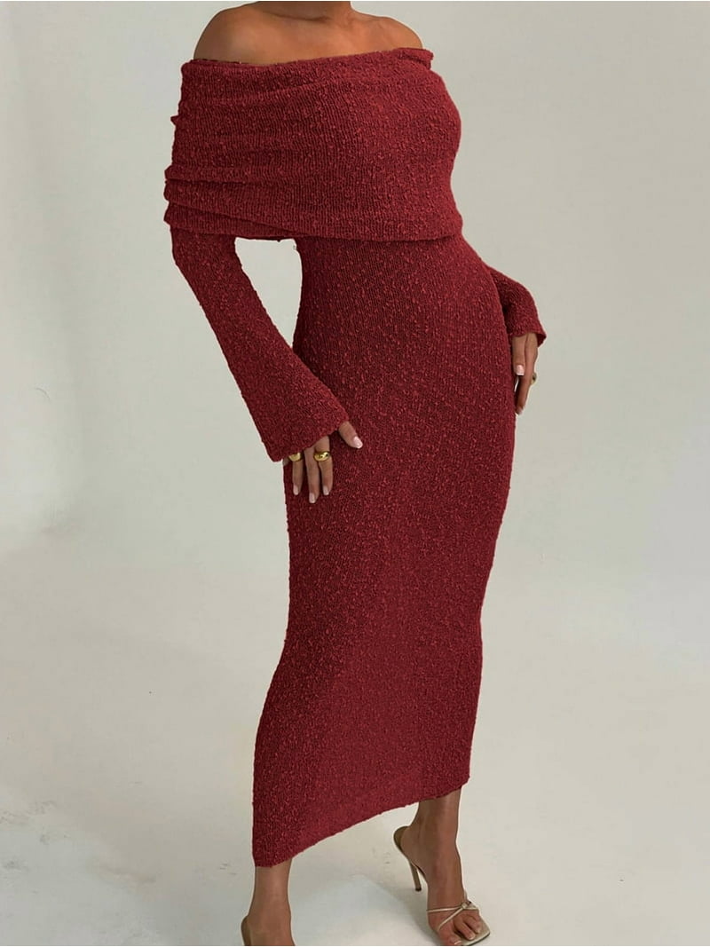 knee length dresses for ladies Feeling The Love Red Embellished Sweater Dress, X-Large - The Mint Julep Boutique