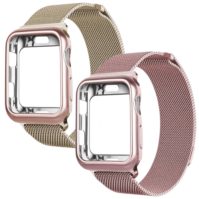 Kit de 2 Correas metálicas para apple watch de 40mm + Protector lateral de pantalla. Mamá Pulpo Milanese case lateral