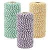 Just Artifacts 3pcs Assorted Mardi Gras Bakers Twine (110yd 12Ply, Kelly Green, Royal Purple, Mustard Yellow)