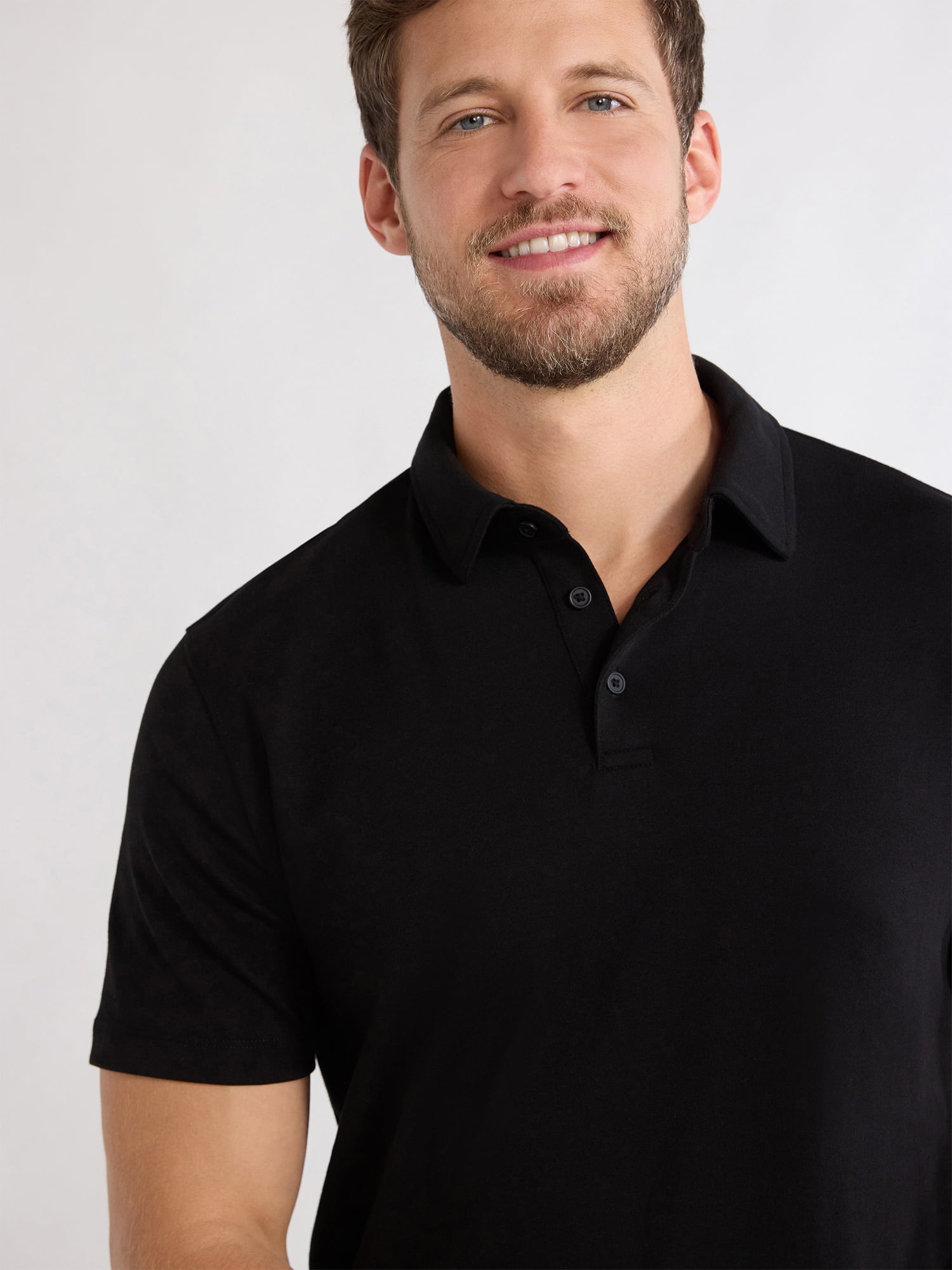 Free Assembly Mens Cotton Polo Shirt with Short Sleeves, Sizes XS-3XL