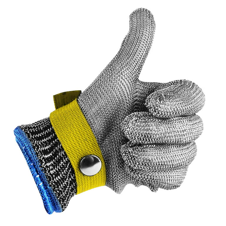 1pcs Anti\-cut Gloves Safety Cut Proof Stab Resistant Stainless Wire Mesh  Butcher Protect Meat Cut\-Resistant Gloves yellow XL 