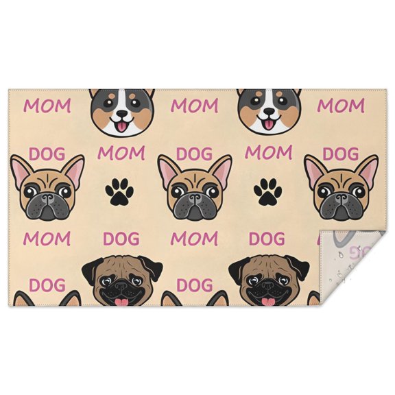 Dog Mom Rectangle Tablecloth 60"x102",Waterproof Polyester Rectangle Table Cloth, Wipeable Spillproof Polyester Tablecloth for Dining, Camping, Indoor and Outdoor