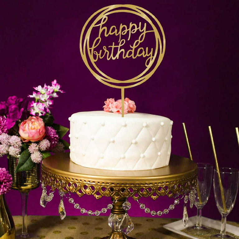 Gold Happy Birthday Cake Topper - Happy Birthday Cake Decoration,  Single-side Gold Glitter Photo Booth Props Cake Topper, Cake Smash  Decorations