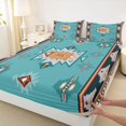thumbnail image 3 of Homewish Bohemian Aztec Triangle Bed Sheets, Cyan Southwestern Style King Sheets, Teens Kids Women Men Sheet Set, Luxury Bedroom Decor, 4 Pieces, 3 of 7