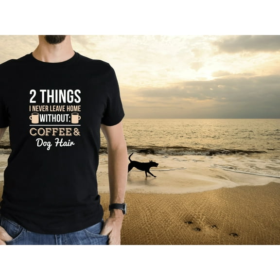 Funny Coffee Dog Hair Graphic T Shirt, Fun Dog Mom Tee, Coffee Lover Shirt, Typography Dog Dad Tee, Mom Gift Idea, Casual Tee with Saying
