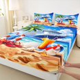thumbnail image 4 of jejeloiu Summer Cruise Print Bed Sheets,Hawaii Sea Beach Holiday Full Size Sheets For Boys,Blue Yellow,4 Pieces,1 Flat Sheet, 1 Fitted Sheet and 2 Pillowcases, 4 of 6