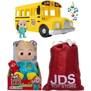 CocoMelon Bundle Musical Yellow School Bus and Official Musical Bedtime JJ Doll with JDS Toy Bag