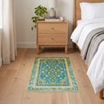 thumbnail image 3 of ODIKA 2'x3' Ultra-Soft Accent Mat, Mid Geometric Century Interlocking Shapes Abstract Hallway Teal None Washable, Bare feet friendly, Easy Care Indoor rug for Bedside, Footrest, 3 of 7