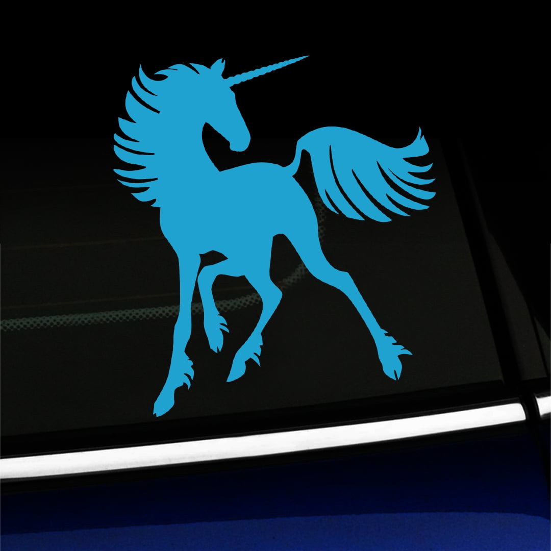 Unicorn Vinyl Car Decal Choose Color [ICE BLUE]