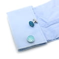 thumbnail image 3 of Gemelos Libra Zodiac para hombre, diseño redondo, esmalte azul, 3 of 3