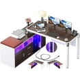 thumbnail image 5 of iSunirm L Shaped Office Desk with Storage, Reversible Office Desk with Charging Stations & File Cabinet, Large L Shaped Computer Desk with Drawers for Home Office, with Soft Cushions, Espresson, 5 of 8