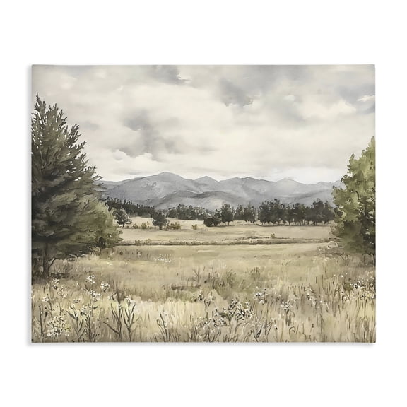 Stupell Industries Farmhouse Muted Mountain Meadow Canvas Art, 20 x 16, by Riley B