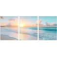 thumbnail image 2 of 3-Piece Blue Beach Canvas Wall Art Set, Sunset Ocean Waves Seascape Prints, Framed & Ready to Hang Decor for Living Room Bedroom Bathroom, 2 of 6