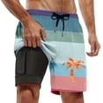 thumbnail image 3 of YAYUBA Mens Swim Trunks 7 Inch 2 In 1 Liner Compression Quick Dry Breathable High Elastic Waist Mens Bathing Suits Lightweight Stretch Lined Beach Funny Beach Pool, 3 of 4