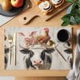 thumbnail image 2 of Rooster Cow Pig Placemats Set of 4, Wood Farm Non-Slip Place Mats Washable Table Mats for Kitchen Dining Table Decorations Indoor/Outdoor, 2 of 9