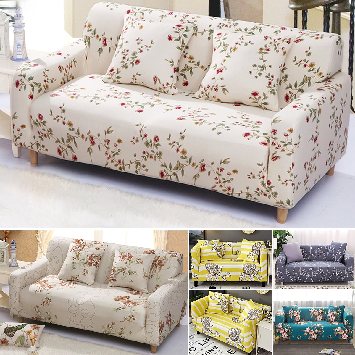 Floral Pattern Washable Sofa Cover Soft Loveseat Slipcover Furniture Protector 