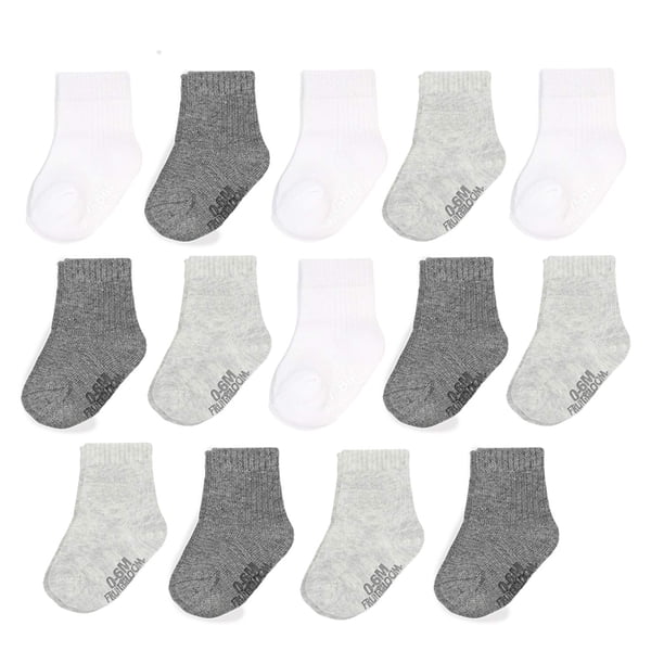 Fruit Of The Loom Baby Paquete De 14 Calcetines Elásticos De Algodón Grow & Fit Flex Zones - Unisex Niñas Niños (0-6 Meses Gris)