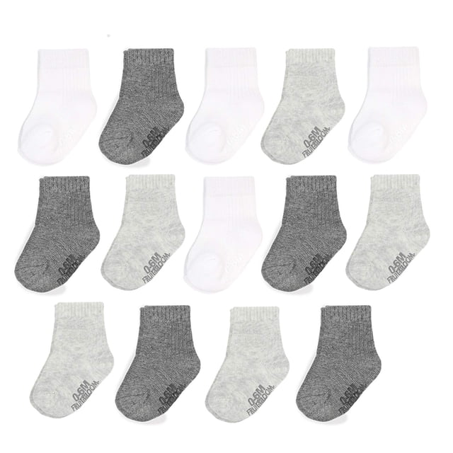 Fruit Of The Loom Baby Paquete De 14 Calcetines Elásticos De Algodón Grow & Fit Flex Zones - Unisex Niñas Niños (0-6 Meses Gris)