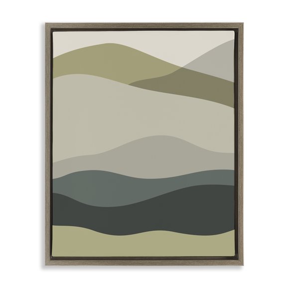 Stupell Industries Mid-Century Modern Countryside Hills Brown Floating Frame Canvas Art, 17 x 21, by Lil' Rue