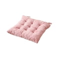 thumbnail image 2 of Thick Striped Corduroy Square Seat Cushion with Fixed Ties 38x38cm Office Dining Window Futon Chair Pad,Pink, 2 of 6