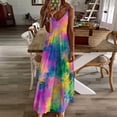 thumbnail image 2 of Ladies' Summer Dress Beach Sleeveless Colorful Tie Dye Vortex T-shirt Vest Sun Skirt, 2 of 8