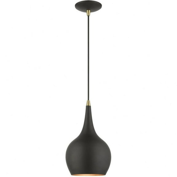 1 Light Mini Pendant in Urban Style-19.5 inches Tall and 7.75 inches Wide-Black/Antique Brass Finish Bailey Street Home 218-Bel-4829336