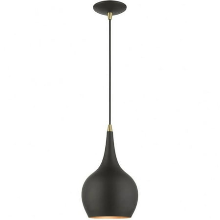 

1 Light Mini Pendant in Urban Style-19.5 inches Tall and 7.75 inches Wide-Black/Antique Brass Finish Bailey Street Home 218-Bel-4829336