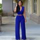thumbnail image 5 of Ropa informal de verano de talle alto y color liso para mujer, pantalones ajustados sexis sin mangas con escote en V estilo europeo y americano, 5 of 6