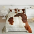 thumbnail image 2 of Manfei Cow Hide Print King Size Comforter Sets,Rustic Farmhouse Cabin Bedding Comforter Set,Beige Brown Cattle Hide Bedding Set For Adults,Microfiber Bedroom Decor,3-Piece, 2 of 8