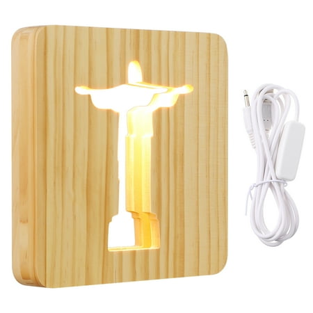 

Jesus Cross 3D LED Acrylic Wooden Night Light Table Light Engraving Light
