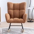 thumbnail image 3 of Rocking Chair Nursery, High Back Teddy Upholstered Glider Rocker, Rocking Accent Chair Nursing Chairs for Living Room Bedroom, Brown, 3 of 6