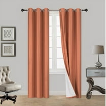 1 Pair Orange Noa 84" Length Insulated Lined 100% Heavy Thick Blackout Silver Grommet Window Curtain Panels Drapes Not See Through Energey Saving