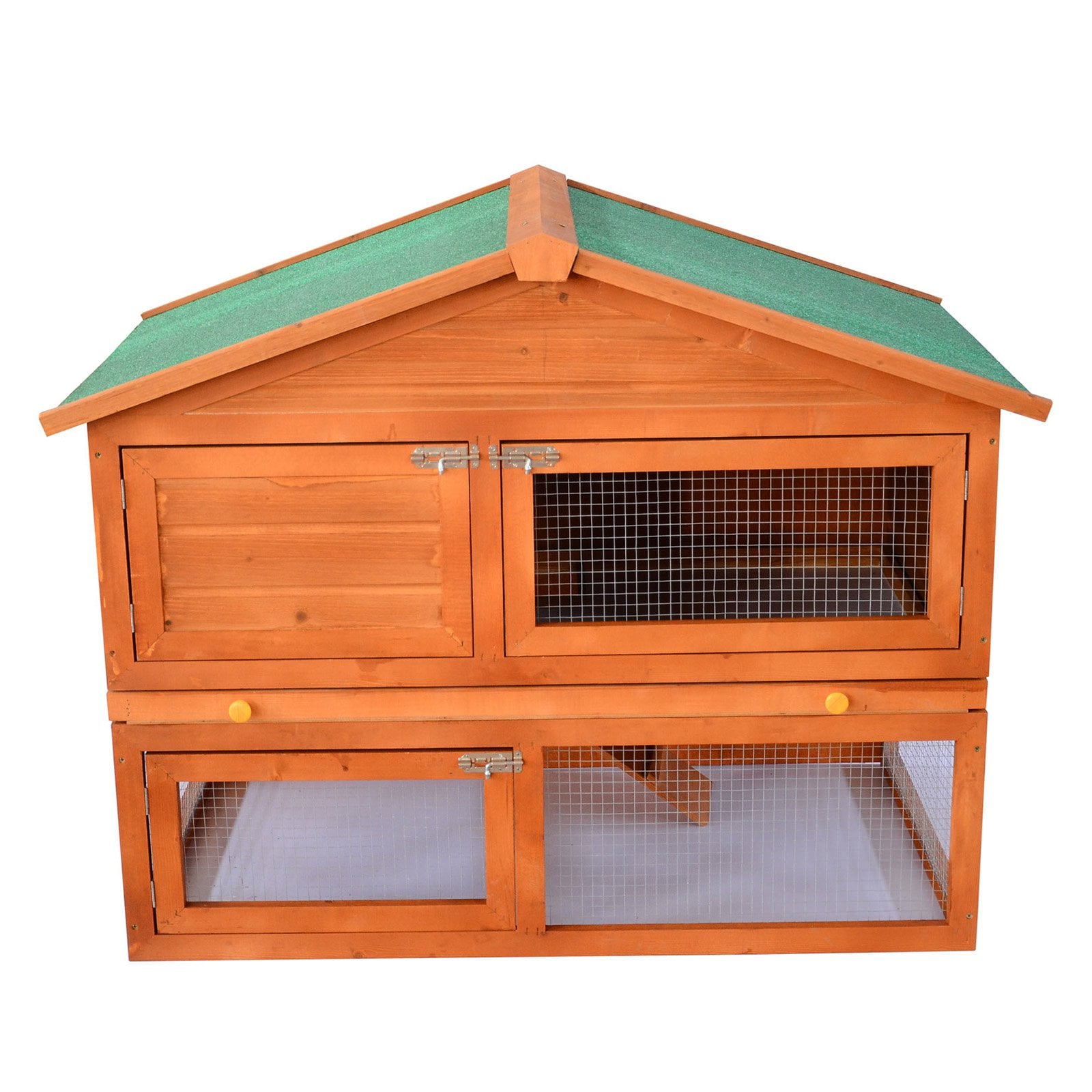 Pawhut 48 in. Deluxe 2 Level Backyard Bunny Rabbit Hutch House
