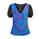 thumbnail image 3 of Gibobby Playera Manga Corta para Mujer Top manga corta con cuello en V encaje informal con estampado moda para mujer(Azul,XL), 3 of 4