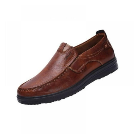 

SUPERHOMUSE Mens Walking Shoes Leather Lightweight Breathable Casual Slip On Loafers