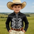 thumbnail image 2 of FINALGANG Boys Long Sleeve Shirts Printed Western Cowboy Shirt For Kids Festival Party Tops Boys' Regular Fit Casual Button Down Shirts 10-11 Years, 2 of 4