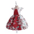 thumbnail image 2 of Felwors Todder Filles Été Volant Manches Fleurs Imprime Princesse Robe Performance Partie Portant, 2 of 5
