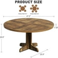 thumbnail image 4 of Garvee 47-Inch Round Dining Table for 4-6 People, Farmhouse Circle Kitchen Table with Wooden Top and Legs, Dining Room Furniture, Brown Color, 4 of 7