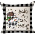 thumbnail image 4 of ZHAOCHENG Paquete de 4 fundas de almohada navideñas con diseño de cuadros escoceses, leopardo, copos de nieve, muñeco de nieve, pino, alce, para sofá, 45,7 x 45,7 cm, 4 of 5