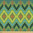thumbnail image 2 of Ambesonne Ethnic Fabric by the Yard Upholstery, Zigzag Flowers Traditional, 1 Yard, Yellow Green and Vermilion, 2 of 5