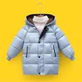 thumbnail image 2 of Povozer Girls Winter Jacket Long Puffer Coat Water Resistant with Hooded(Light Blue,5-6Y), 2 of 3