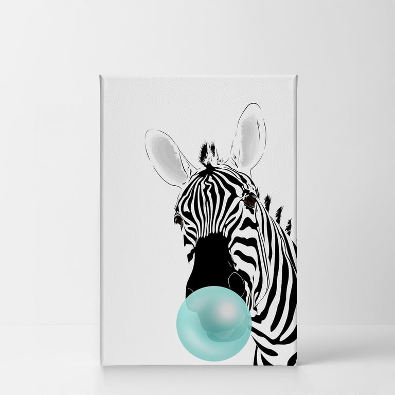 Smile Art Design Zebra Animal Bubble Gum Art Teal Blue Chewing Gum