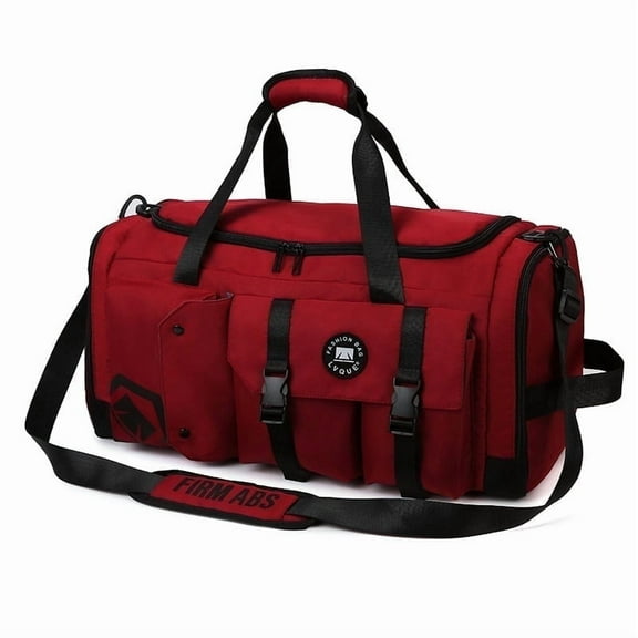 FTCBJJA Gym Sport Duffle Bag with Shoes Compartment and Wet Pocket, Multipurpose Lightweight Travel Backpack, Weekender Overnight Bag for Women and Men, Red