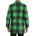 thumbnail image 3 of INSPIRE CHIC Plaid Overcoat for Men's Notch Lapel Color Block Formal Checked Coat Green Black 2XL, 3 of 5