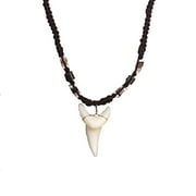 Hemp Cord Necklace Resin Shortfin Mako Shark Tooth With Black Beads
