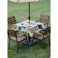 thumbnail image 4 of Outdoor Tablecloth with Umbrella Hole for Patio/Picnic/Party/Camping, Blue Plaid Cat Waterproof Table Cloth Square Cover Washable, Funny Cute Fish Leaves Bubble (54"x 54"), 4 of 8