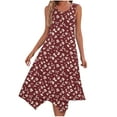 thumbnail image 1 of Vestido de Verano para Mujeres sin Mangas Cuello Redondo Impreso Vestido Casual de Bolsillo con Doblado Irregular, Vestido de Poliéster Ligero para la Primavera Y el Verano de Uso Diario, Vacaciones, 1 of 1