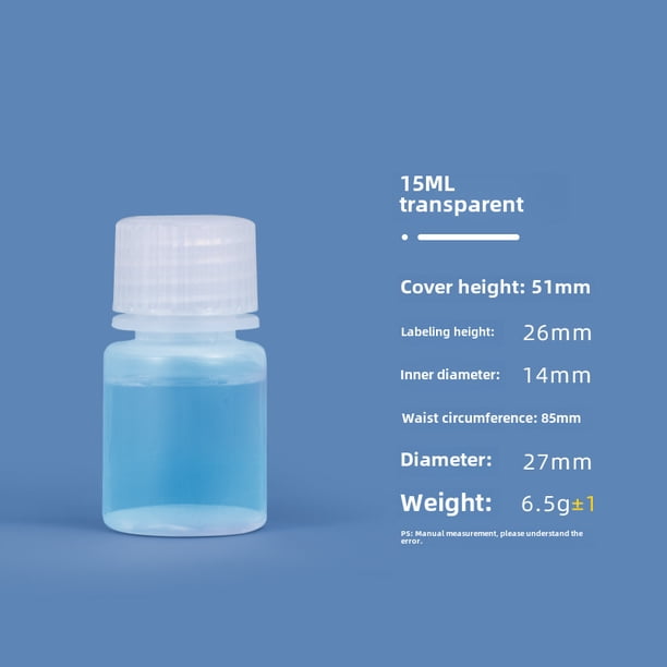 Botella de boca ancha sellada de 5ML-1L, transparente, marrón, resistente a altas temperaturas, a prueba de luz, botella de plástico PP de grado alimenticio para productos químicos
