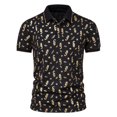 thumbnail image 1 of CEHVOM Fashion Men's Collar Top Stand Collar Print Short Sleeve Button Matching Summer, 1 of 6
