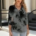 thumbnail image 6 of Womens Tops Print Base T-shirt 3/4 Length Three-quarter Sleeve V-neck Top,Tops for Women Dark Gray, 6 of 6